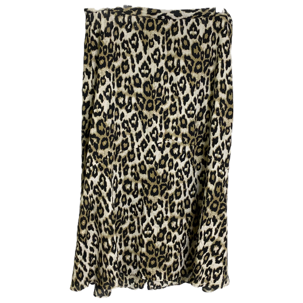 Banana Republic Women's Skirt Midi Brown Cheetah Print Flowy Lined Side Zip Sz M